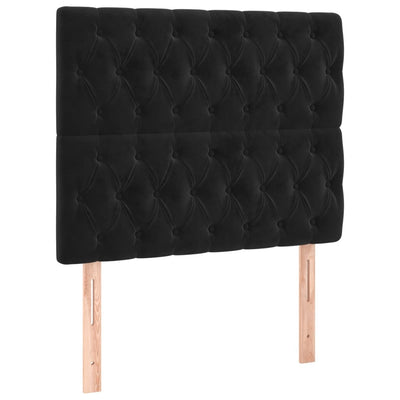 Box Spring Bed with Mattress Black 106x203 cm King Single Size Velvet Payday Deals