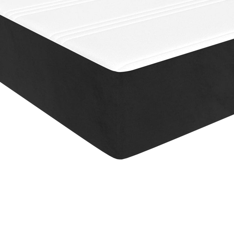 Box Spring Bed with Mattress Black 106x203 cm King Single Size Velvet Payday Deals