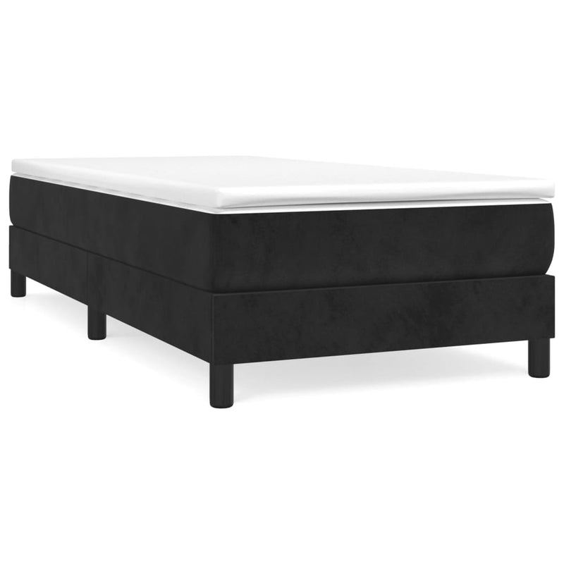 Box Spring Bed with Mattress Black 106x203 cm King Single Size Velvet Payday Deals