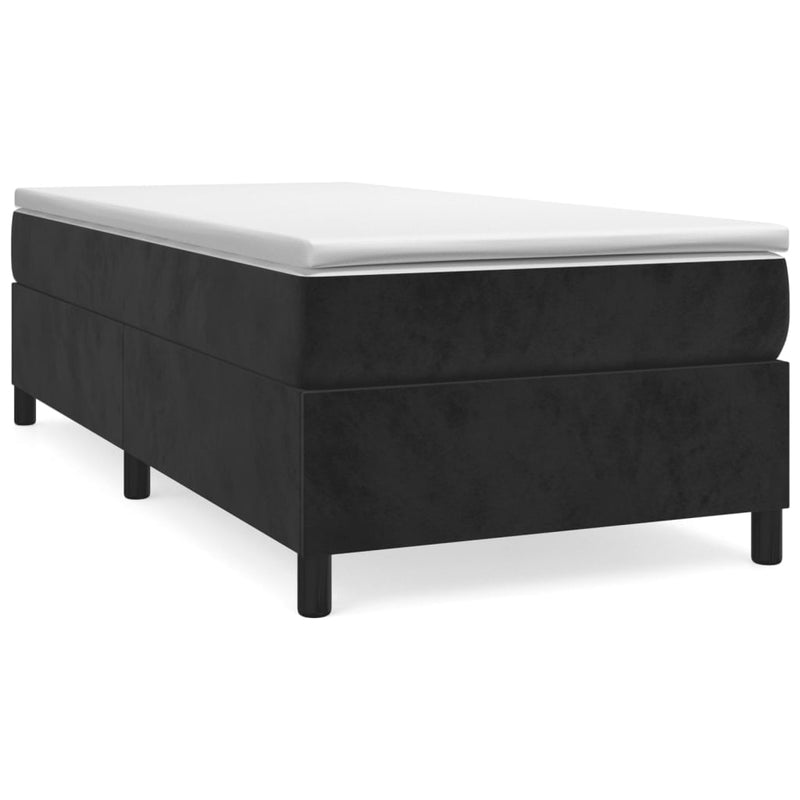 Box Spring Bed with Mattress Black 106x203 cm King Single Size Velvet Payday Deals