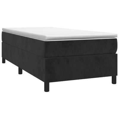 Box Spring Bed with Mattress Black 106x203 cm King Single Size Velvet Payday Deals