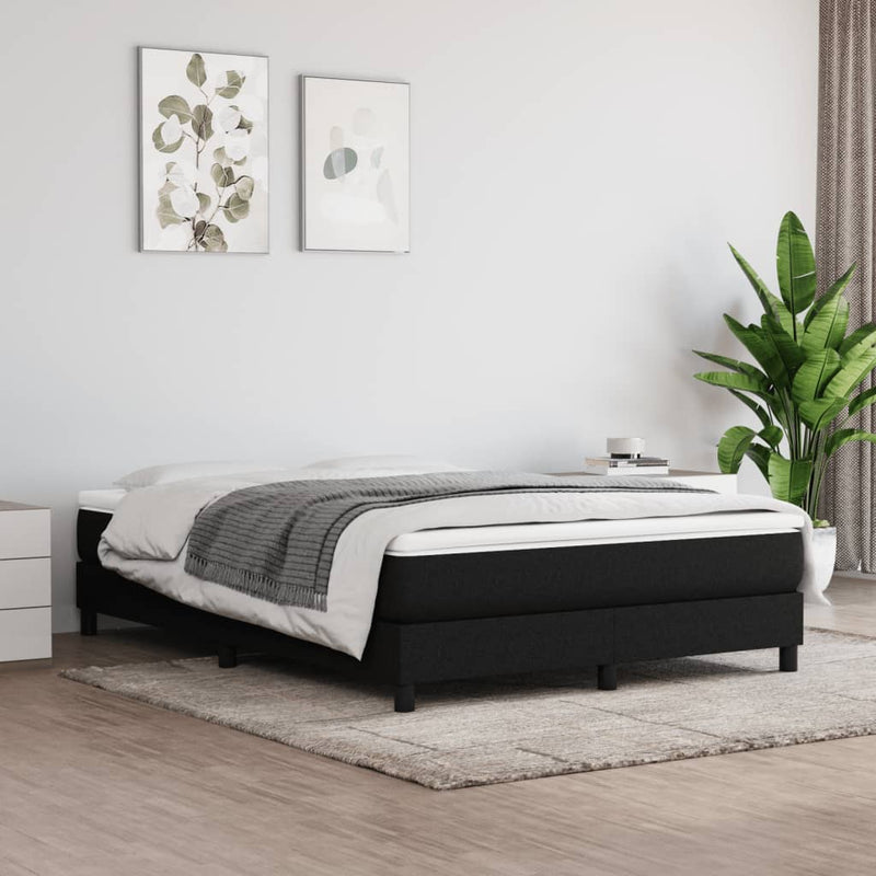 Box Spring Bed with Mattress Black 137x187 cm Double Size Fabric Payday Deals