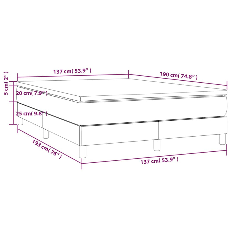 Box Spring Bed with Mattress Black 137x187 cm Double Size Fabric Payday Deals