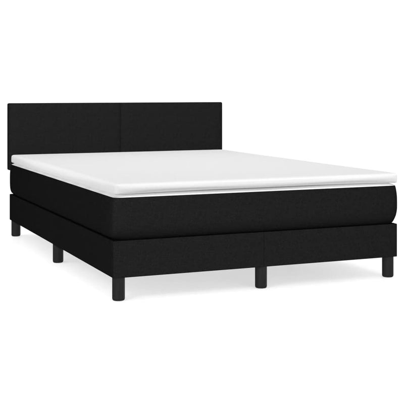 Box Spring Bed with Mattress Black 137x187 cm Double Size Fabric Payday Deals