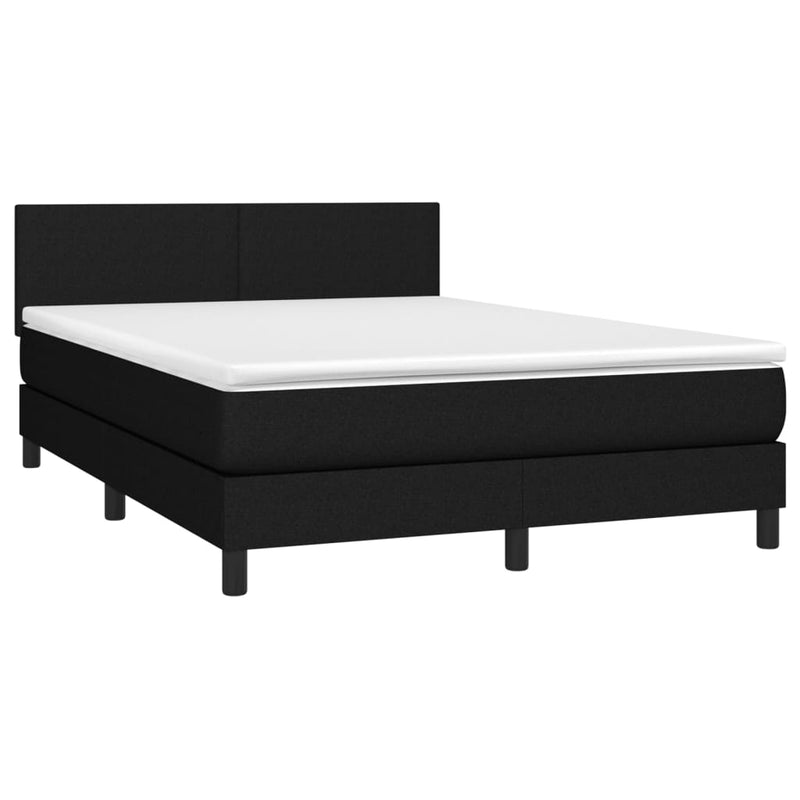 Box Spring Bed with Mattress Black 137x187 cm Double Size Fabric Payday Deals