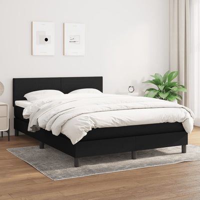 Box Spring Bed with Mattress Black 137x187 cm Double Size Fabric Payday Deals