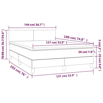 Box Spring Bed with Mattress Black 137x187 cm Double Size Fabric Payday Deals