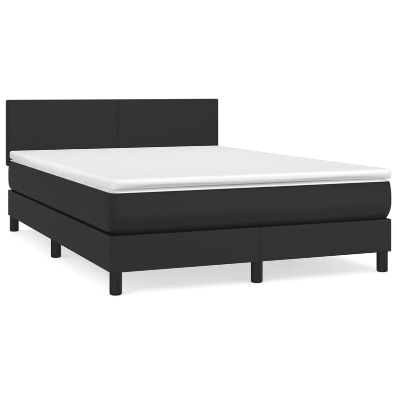 Box Spring Bed with Mattress Black 137x187 cm Double Size Faux Leather Payday Deals