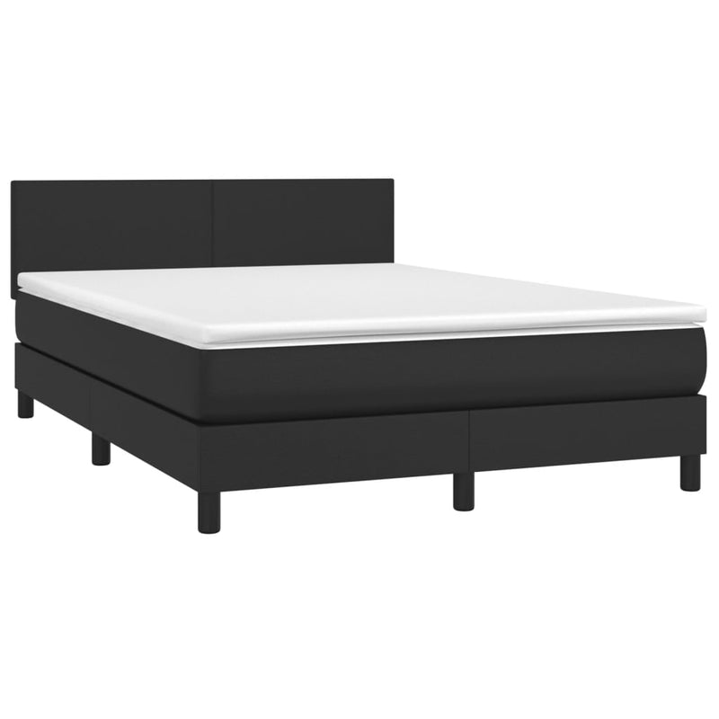 Box Spring Bed with Mattress Black 137x187 cm Double Size Faux Leather Payday Deals