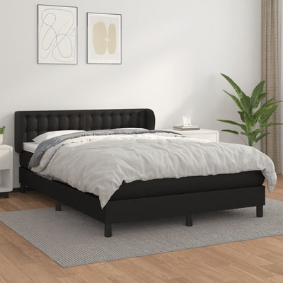 Box Spring Bed with Mattress Black 137x187 cm Double Size Faux Leather Payday Deals