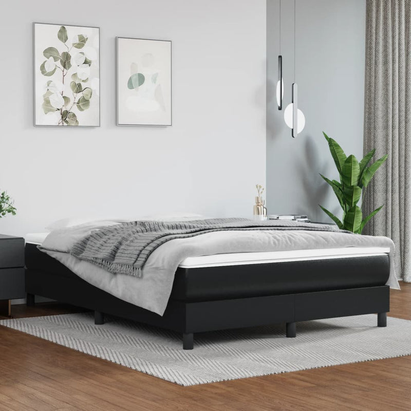 Box Spring Bed with Mattress Black 137x190 cm Faux Leather Payday Deals