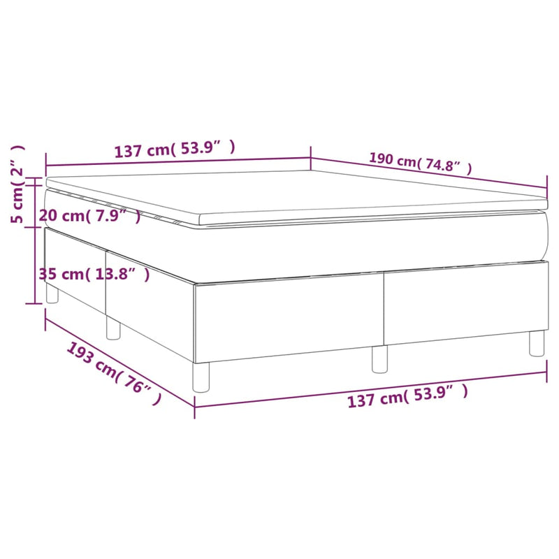 Box Spring Bed with Mattress Black 137x190 cm Full Velvet Payday Deals