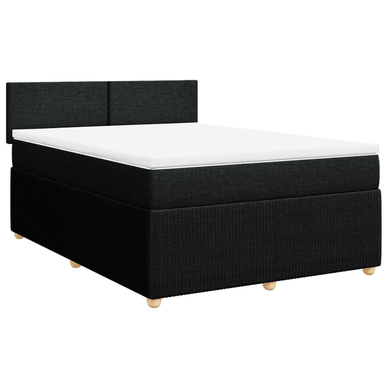 Box Spring Bed with Mattress Black Double Fabric Payday Deals