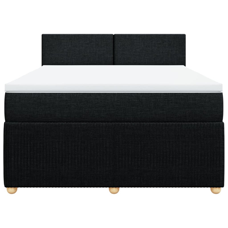 Box Spring Bed with Mattress Black Double Fabric Payday Deals