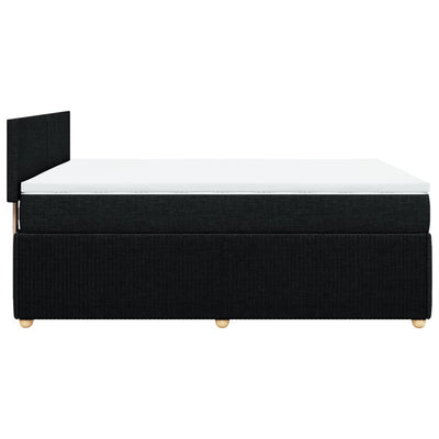 Box Spring Bed with Mattress Black Double Fabric Payday Deals