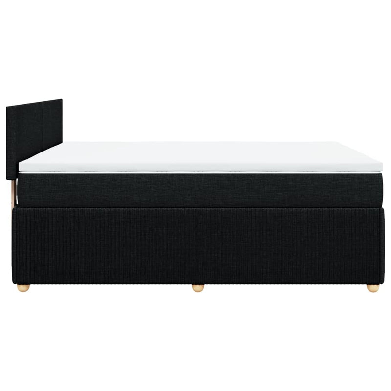 Box Spring Bed with Mattress Black Double Fabric Payday Deals