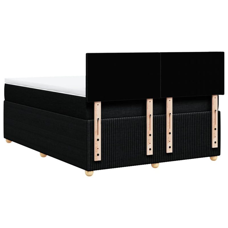 Box Spring Bed with Mattress Black Double Fabric Payday Deals