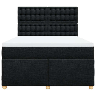 Box Spring Bed with Mattress Black Double Fabric Payday Deals