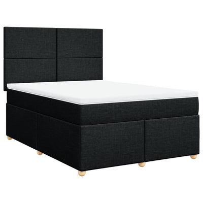 Box Spring Bed with Mattress Black Double Fabric Payday Deals