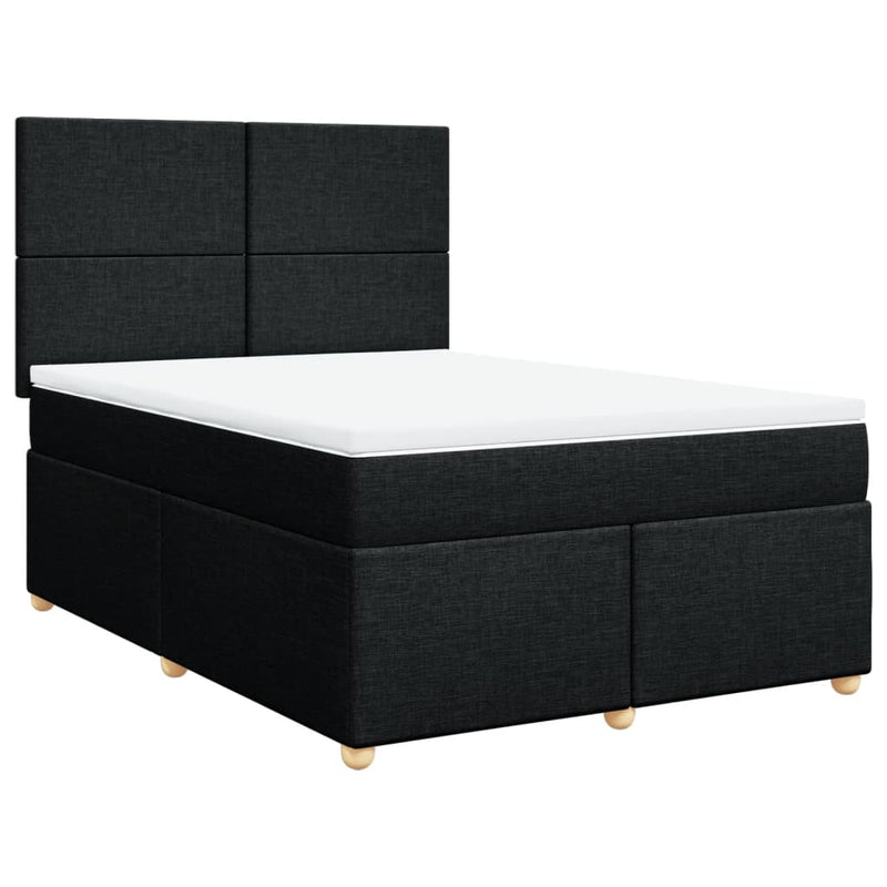 Box Spring Bed with Mattress Black Double Fabric Payday Deals