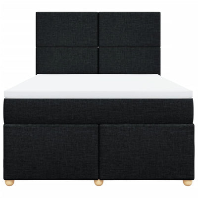 Box Spring Bed with Mattress Black Double Fabric Payday Deals
