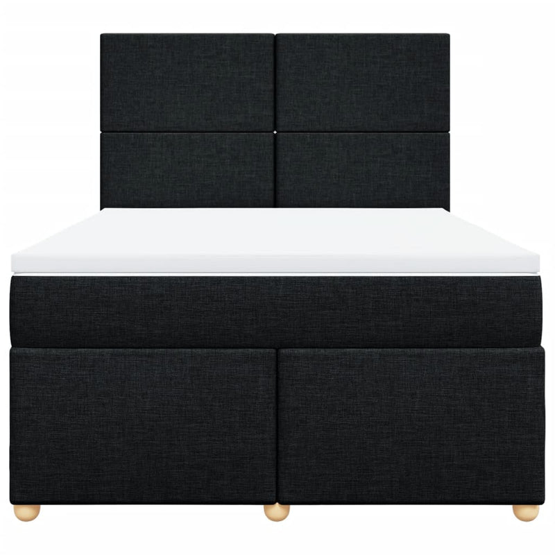 Box Spring Bed with Mattress Black Double Fabric Payday Deals