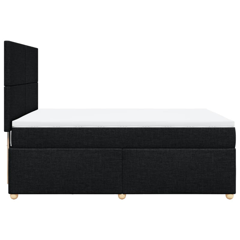 Box Spring Bed with Mattress Black Double Fabric Payday Deals