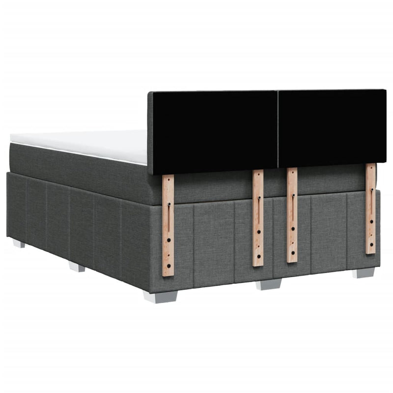 Box Spring Bed with Mattress Black Double Fabric Payday Deals