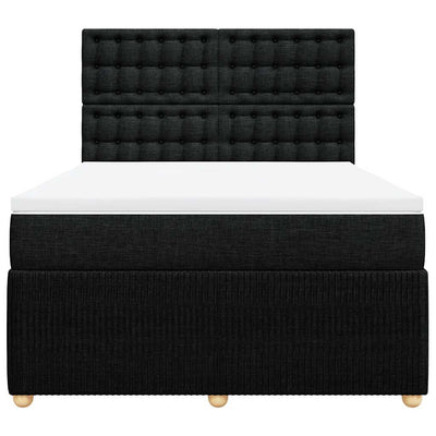 Box Spring Bed with Mattress Black Double Fabric Payday Deals