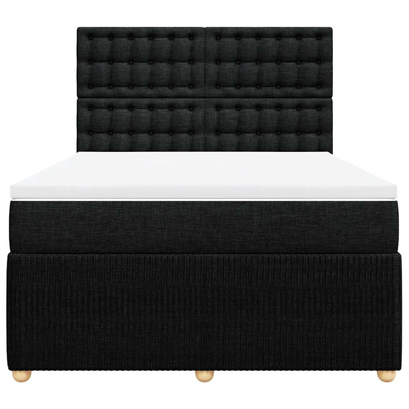 Box Spring Bed with Mattress Black Double Fabric Payday Deals