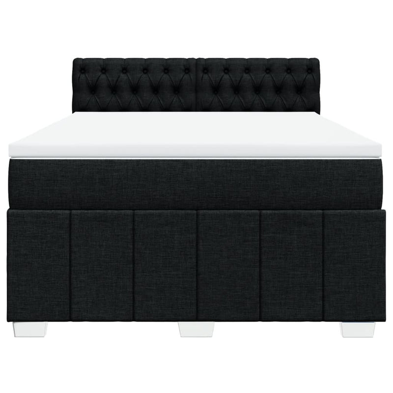 Box Spring Bed with Mattress Black Double Fabric Payday Deals