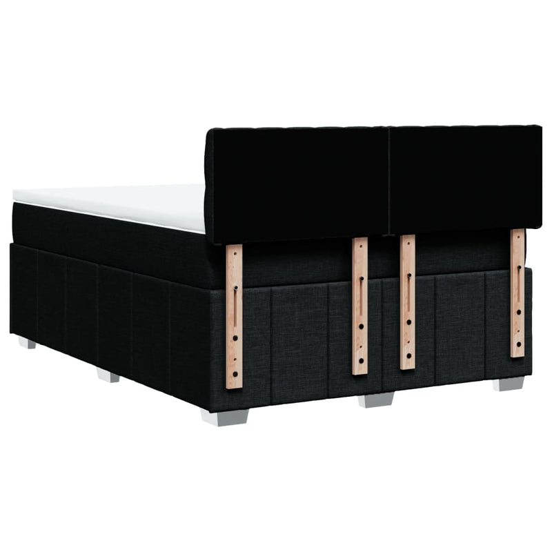 Box Spring Bed with Mattress Black Double Fabric Payday Deals