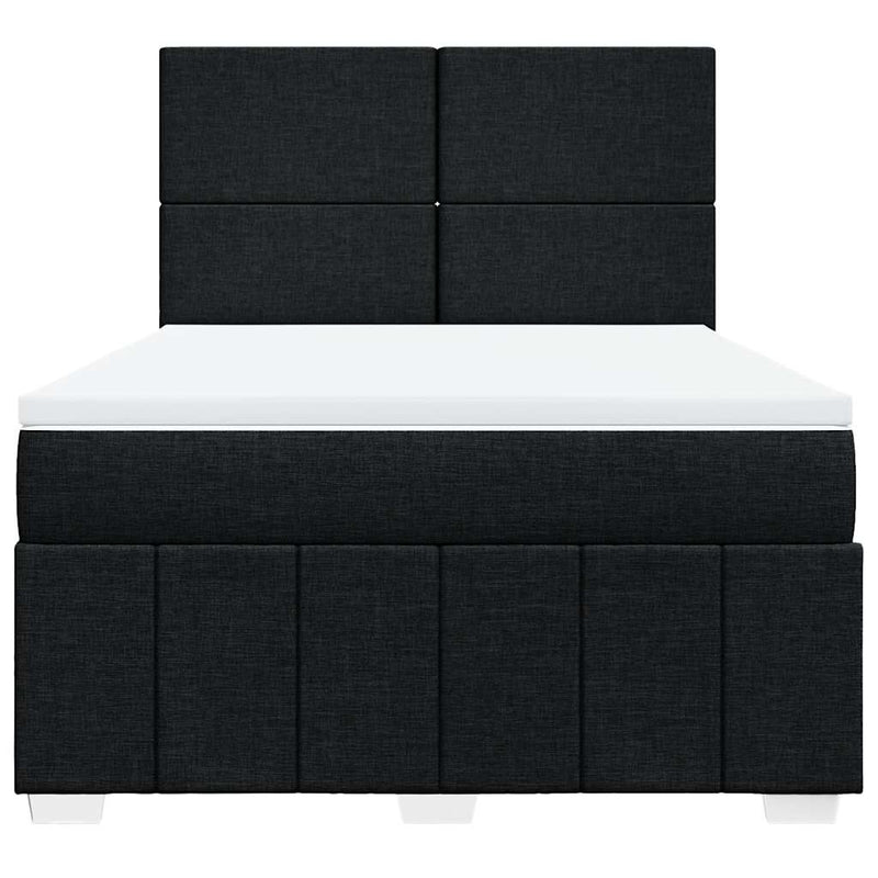 Box Spring Bed with Mattress Black Double Fabric Payday Deals