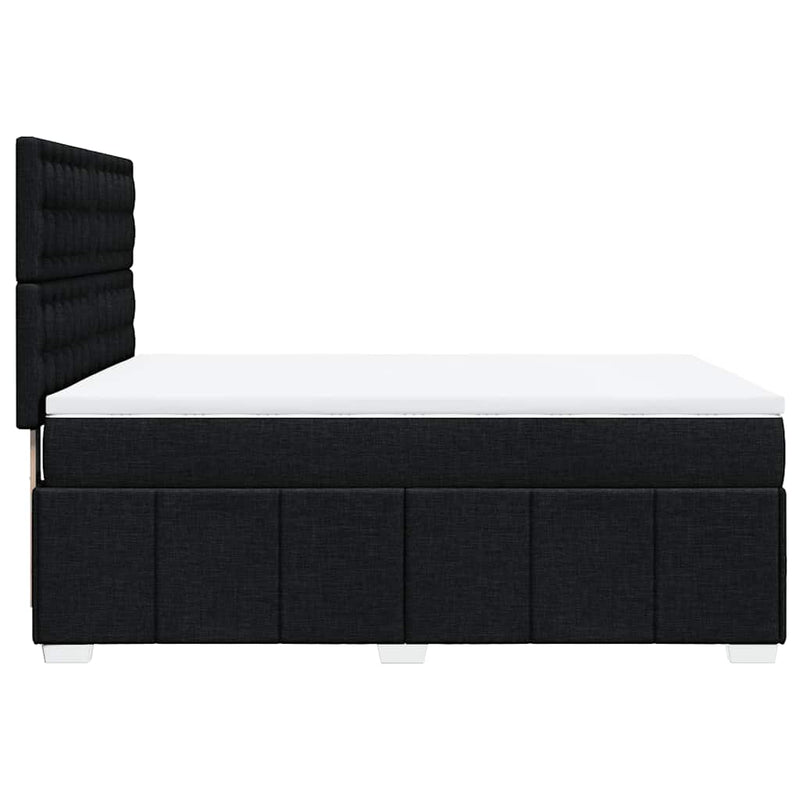 Box Spring Bed with Mattress Black Double Fabric Payday Deals