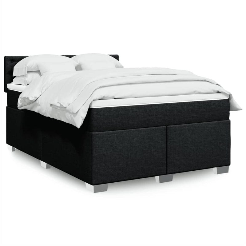 Box Spring Bed with Mattress Black Double Fabric Payday Deals
