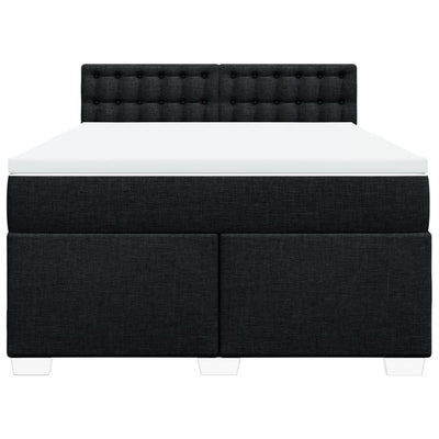 Box Spring Bed with Mattress Black Double Fabric Payday Deals