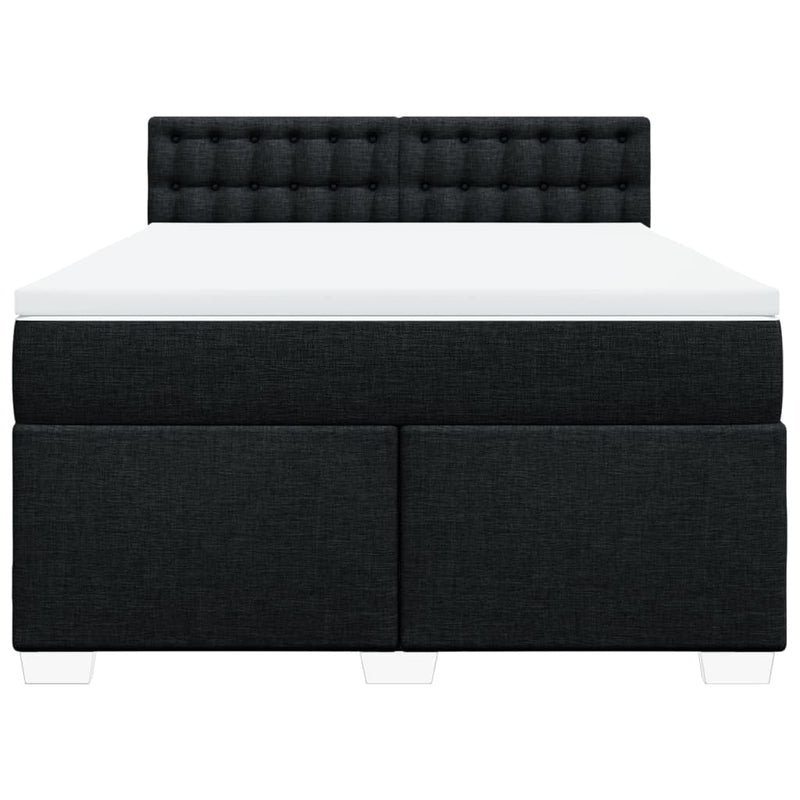 Box Spring Bed with Mattress Black Double Fabric Payday Deals