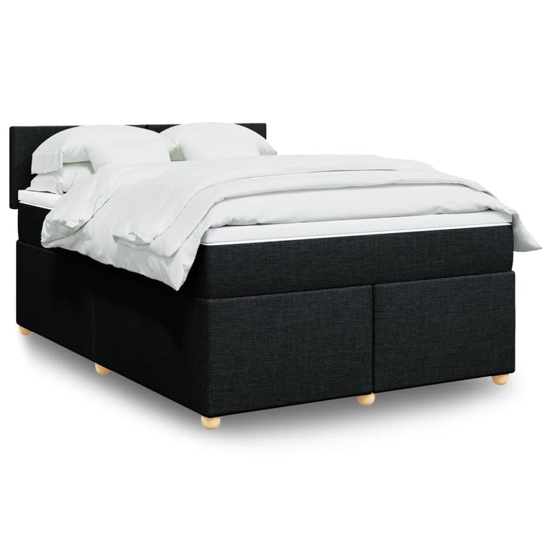 Box Spring Bed with Mattress Black Double Fabric Payday Deals
