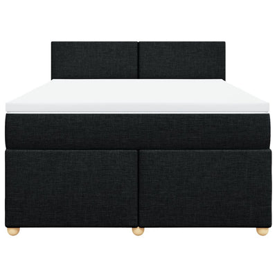 Box Spring Bed with Mattress Black Double Fabric Payday Deals