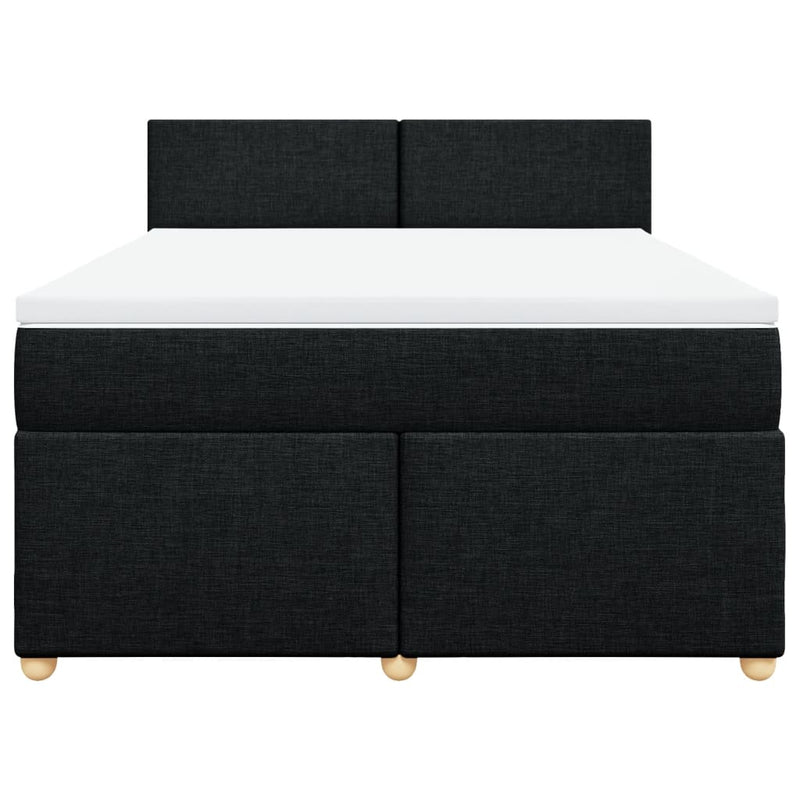 Box Spring Bed with Mattress Black Double Fabric Payday Deals
