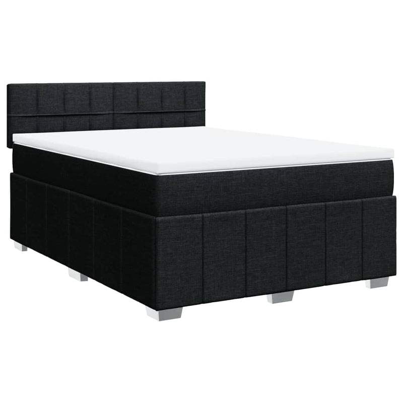 Box Spring Bed with Mattress Black Double Fabric Payday Deals