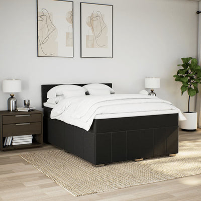 Box Spring Bed with Mattress Black Double Fabric Payday Deals