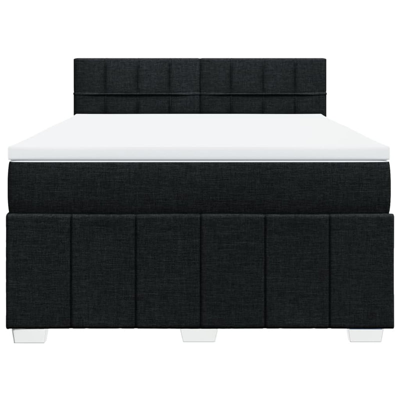 Box Spring Bed with Mattress Black Double Fabric Payday Deals