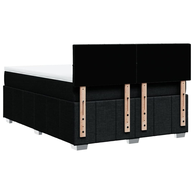 Box Spring Bed with Mattress Black Double Fabric Payday Deals
