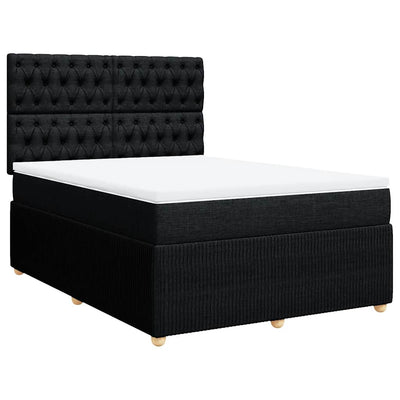 Box Spring Bed with Mattress Black Double Fabric Payday Deals