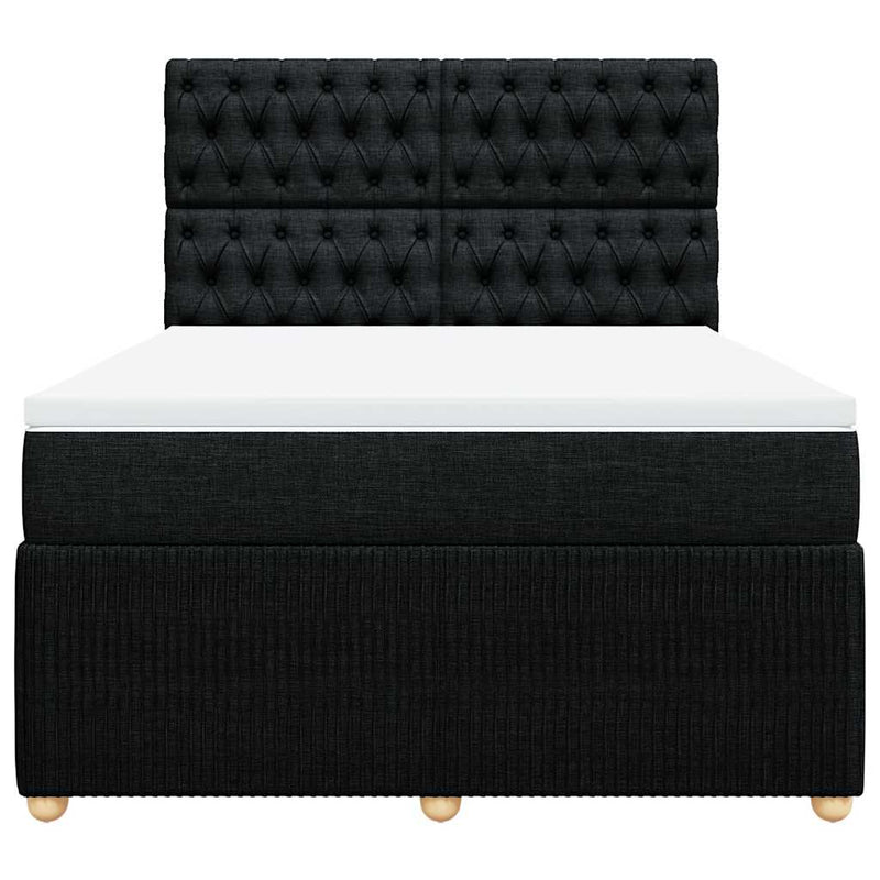 Box Spring Bed with Mattress Black Double Fabric Payday Deals