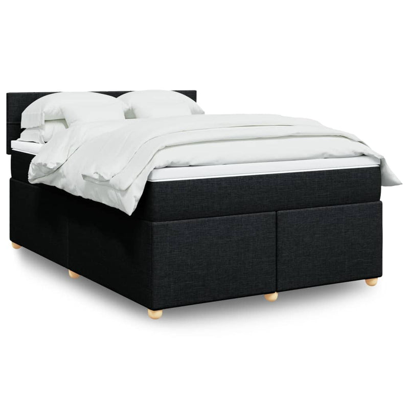 Box Spring Bed with Mattress Black Double Fabric Payday Deals