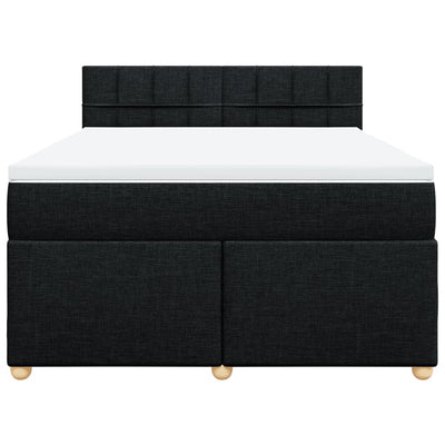 Box Spring Bed with Mattress Black Double Fabric Payday Deals