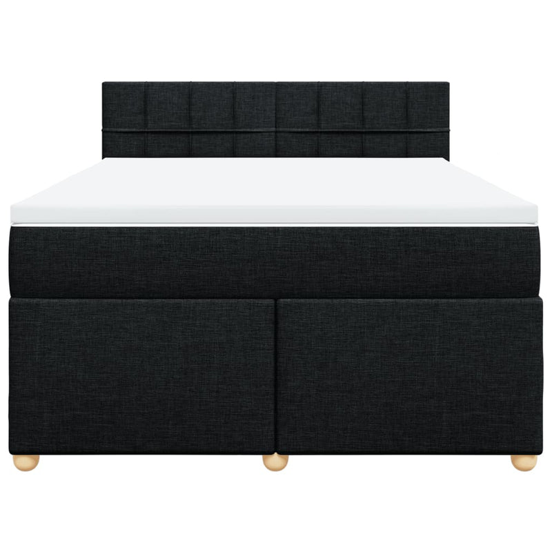 Box Spring Bed with Mattress Black Double Fabric Payday Deals