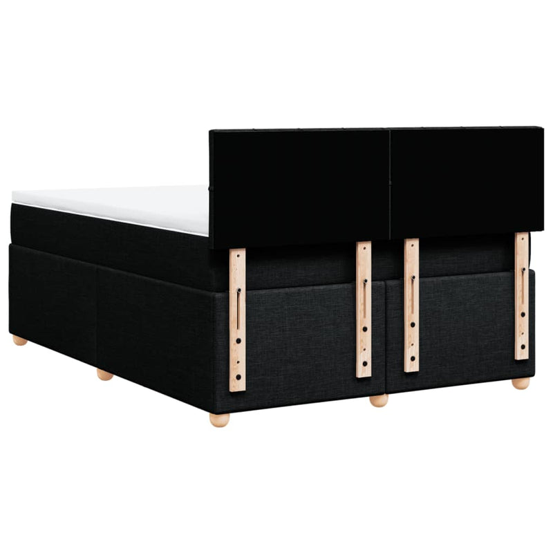 Box Spring Bed with Mattress Black Double Fabric Payday Deals